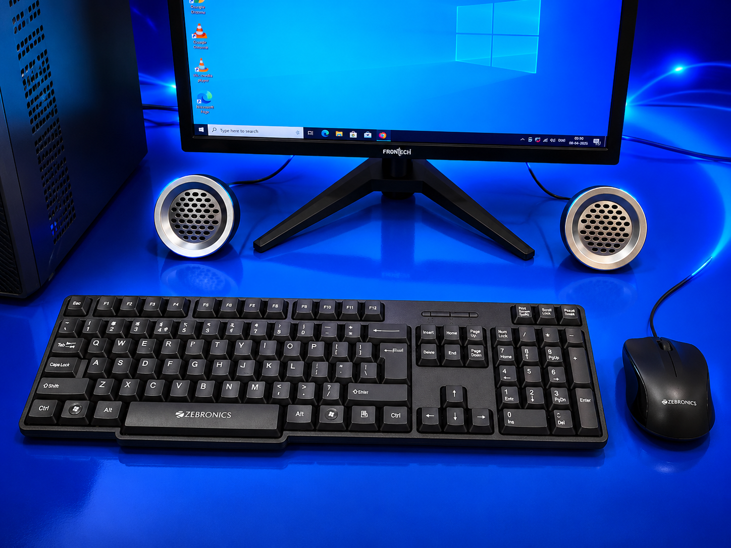 Zebronics wired keyboard and mouse set on a desk